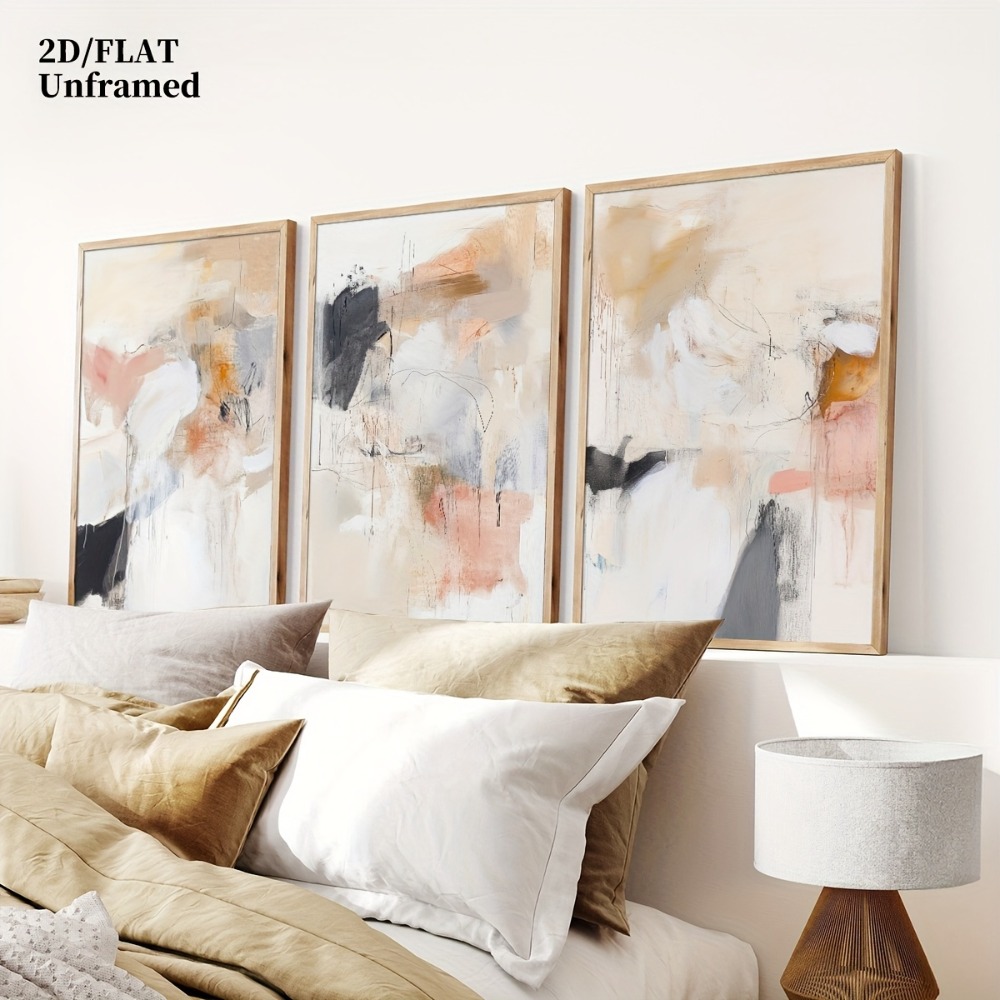 3 stuks frameloze, neutrale be - Abstract Canvas Set recensie en prijs