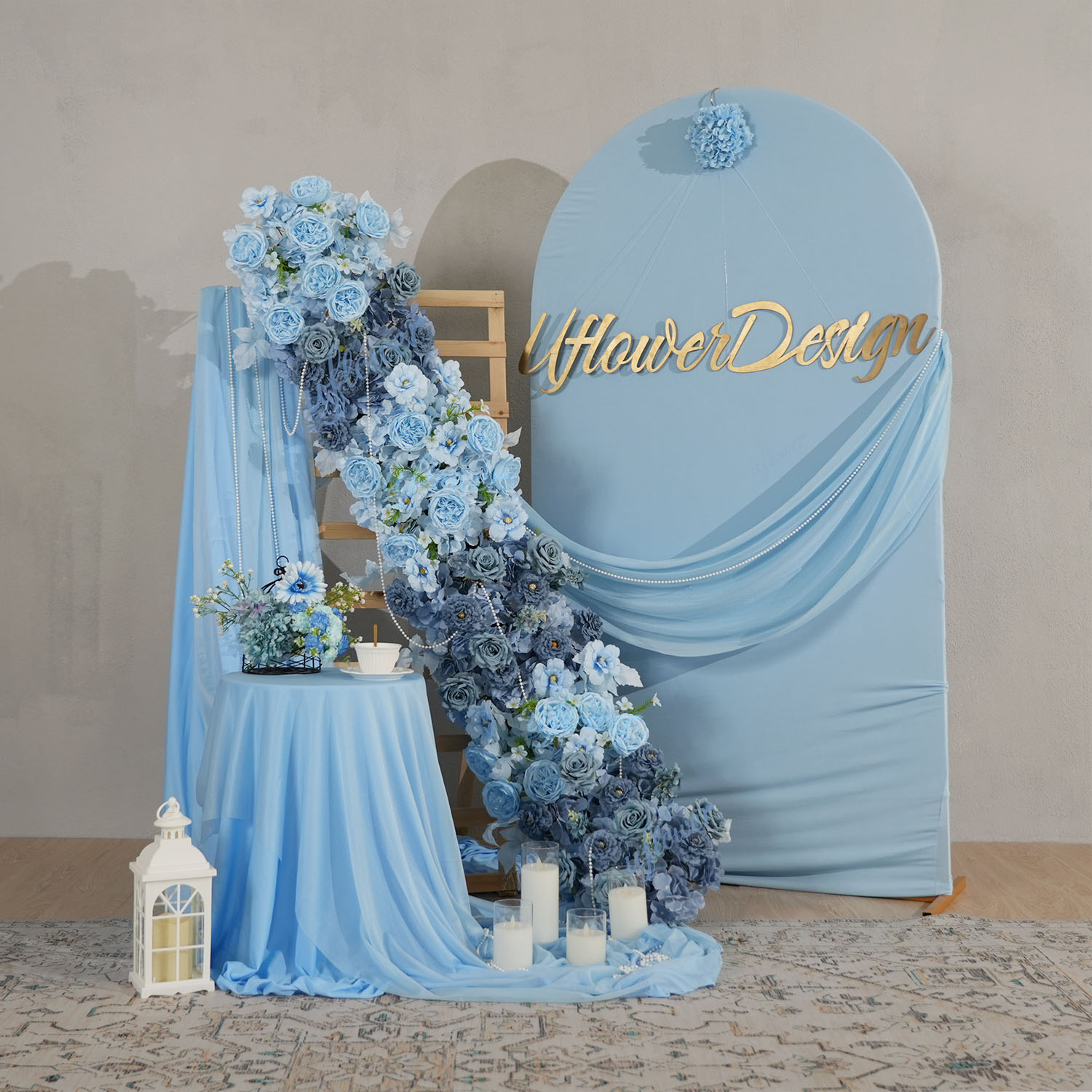 Blauwe Rozen Kunstbloemen Rij  - Table Runner recensie en prijs